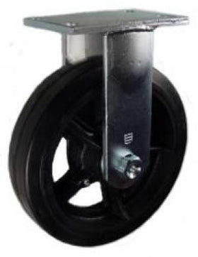 10" x 2-1/2" Rubber on Iron Wheel Rigid Caster - 1,000 Lbs Capacity