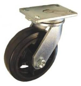 8" x 2-1/2" Rubber on Iron Wheel Swivel Caster - 850 Lbs Capacity