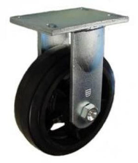 8" x 2-1/2" Rubber on Iron Wheel Rigid Caster - 850 Lbs Capacity