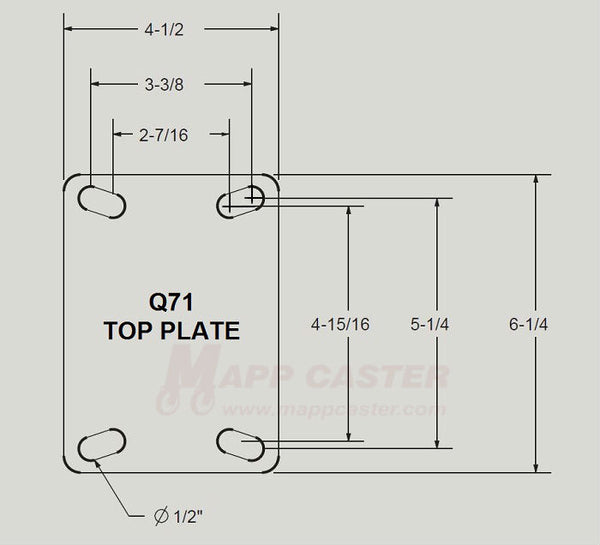 10" x 2-1/2" Polyurethane on Iron Wheel Q71 Rigid Caster - 2,400 Lbs Capacity