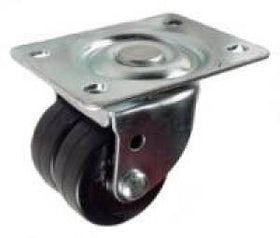 Q802201HR - 2" Hard Rubber Twin Wheel Swivel Caster with 225 Lbs Capacity