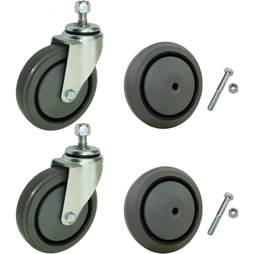 5" Thermoplastic Rubber Shopping Cart Caster & Wheel Replacement Kit F