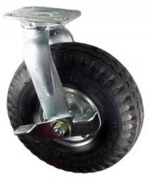 10" Pneumatic (Air) 410/350-4 Wheel Swivel Caster with Brake - 350 Lbs Capacity