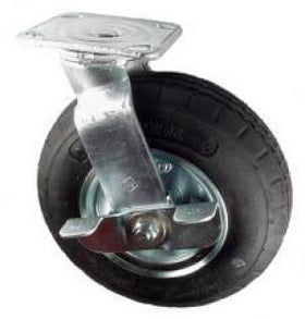 8" Pneumatic (Air) 280/250-4 Wheel Swivel Caster with Brake - 250 Lbs Capacity