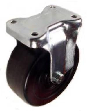 5" x 2" Soft Rubber Rigid Caster with small top plate - 350 Lbs Capacity