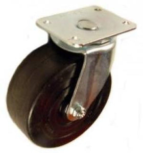 5" x 2" Soft Rubber Swivel Caster with small top plate - 350 Lbs Capacity