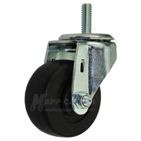 2-1/2" x 1-1/8" Hard Rubber Wheel Swivel Caster with 3/8" Threaded Stem - 175 Lbs Capacity