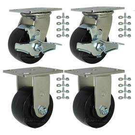 4" x 2"  Heavy Duty Polyofelin Toolbox & Gangbox Casters, 2000lb Total Capacity (Oil, Chemical, & Solvent Resistant)
