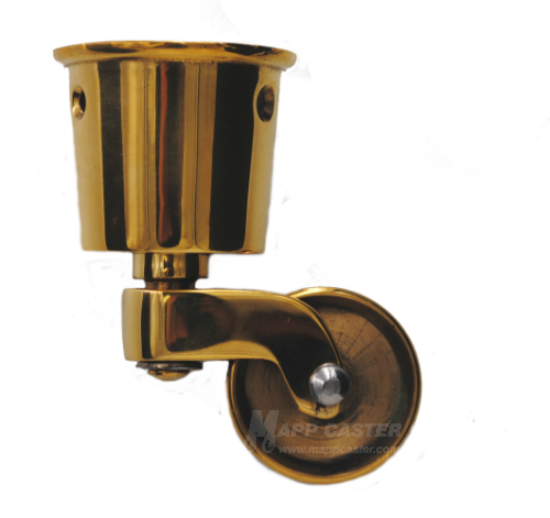 1" Brass Wheel Caster with 1-1/4" Round Cup