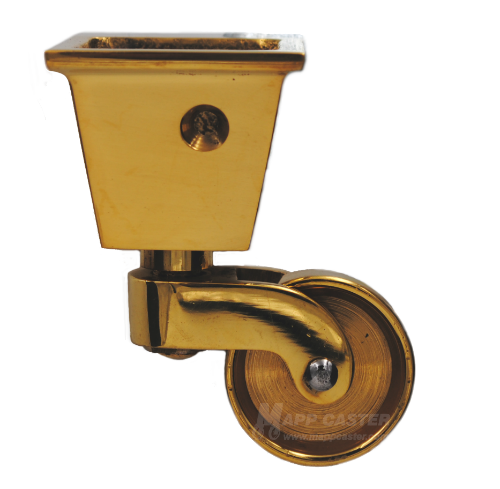 1-1/4 Brass Wheel Caster with 1-1/4 Square Cup