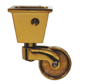 1-1/4" Brass Wheel Caster with 1-1/4" Square Cup