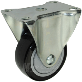 3" x 1-1/4" Black Polyurethane Rigid Caster - 300 Lbs Capacity
