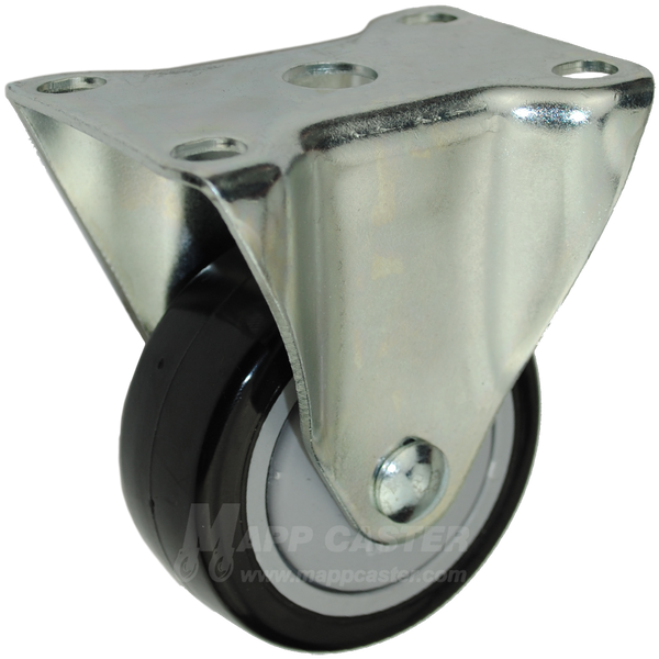 3" x 1-1/4" Black Polyurethane Rigid Caster - 300 Lbs Capacity